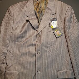 Mecca Blazer Mens 42L Tan Pinstripe MILANO 3 Button Sport Coat NEW NWT